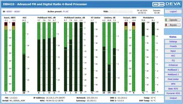 Deva Broadcast DB6410 FM/HD Audio Processor - Image 3